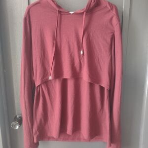 Burgundy Hooded Long Sleeve Top